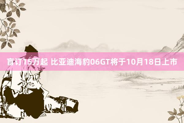 盲订15万起 比亚迪海豹06GT将于10月18日上市