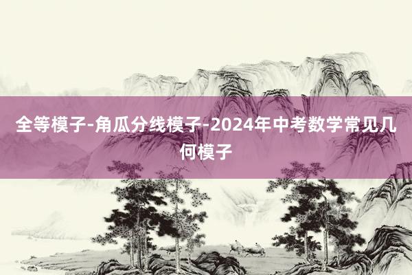 全等模子-角瓜分线模子-2024年中考数学常见几何模子